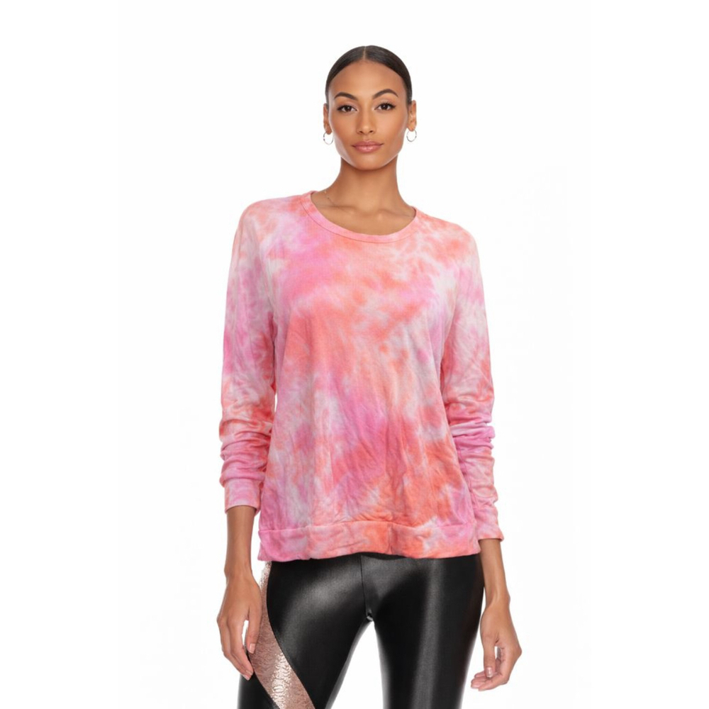 Sundry Tie Dye Sweatshirt Womens Size 2 Pink Coral Pullover Made in USA